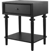 Romilda Nightstand Side Table in Black Finish Wood